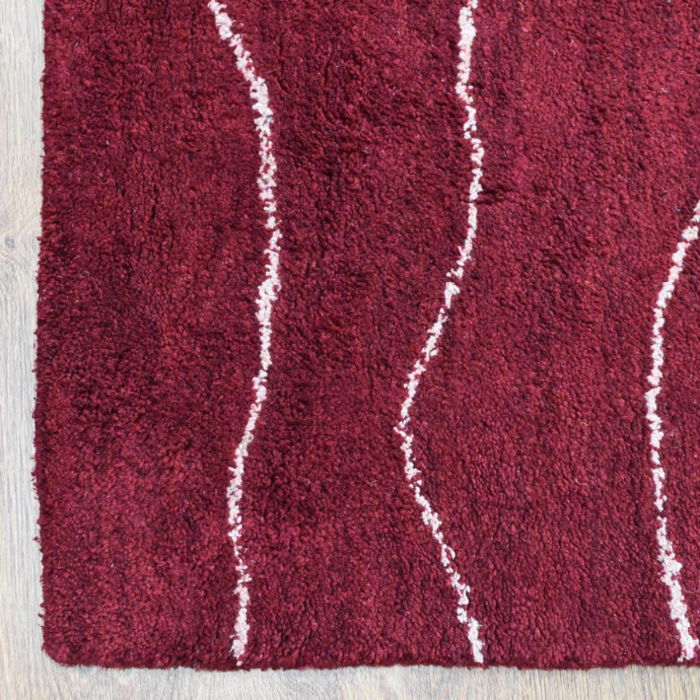 HAND KNOTTED LOOM SILK ECO-FRIENDLY RUGS-9'x12',Rectangle,Red White,Contemporary
