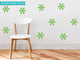 Flower Fabric Wall Decals, Set of 9 Flowers, Green