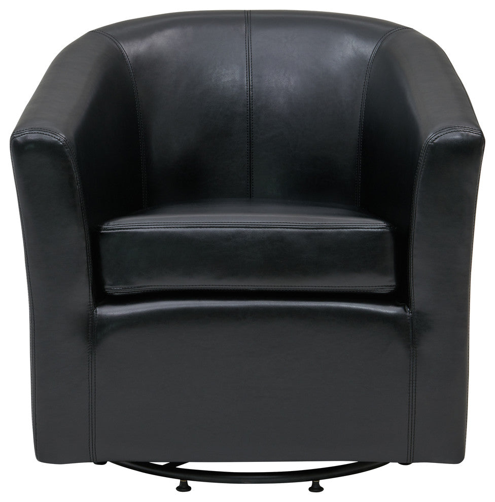 Hayden Swivel Accent Arm Chair, Black, Bonded Leather