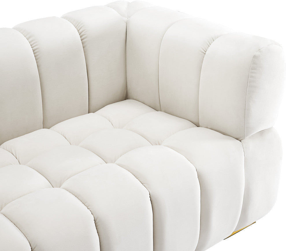 Gwen Velvet Upholstered Chair, Cream, Sofa