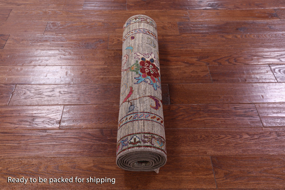Persian Tabriz Hand Knotted Wool Runner Rug 2' 7" X 9' 10" - Q12168