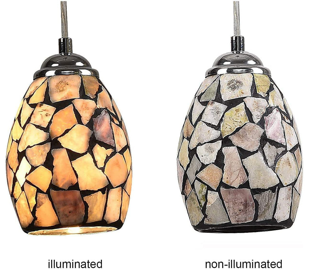 Natural Stone Tiffany Pendant Light, Mini Island Hanging Light Fixture