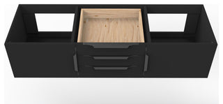 CastelloUSA Alpine 60" Wall Mounted Vanity, Base Only, Black, Black Handles