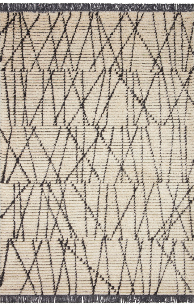 Chris Loves Julia x Loloi Alice Cream/Charcoal 18" x 18" Sample Area Rug