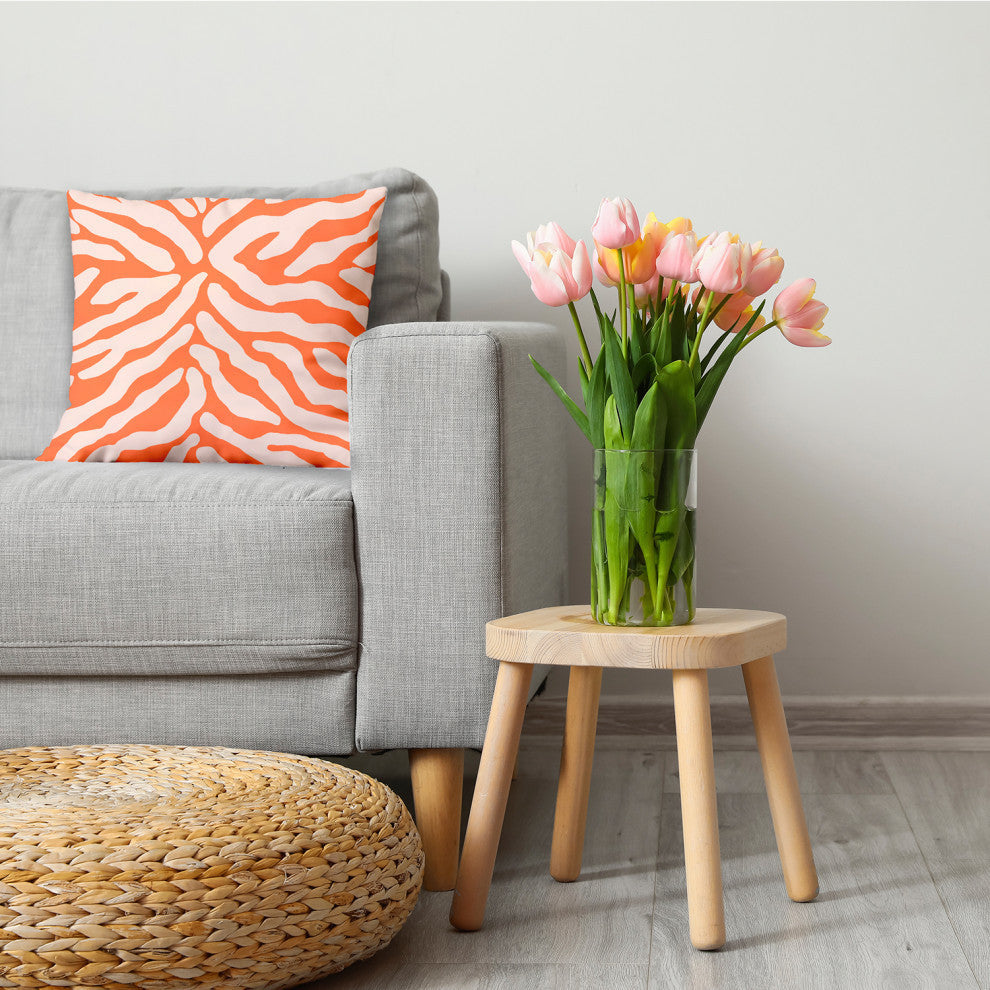 Animal Stripe Decorative Throw Pillow, Blood Orange, 18"x18"