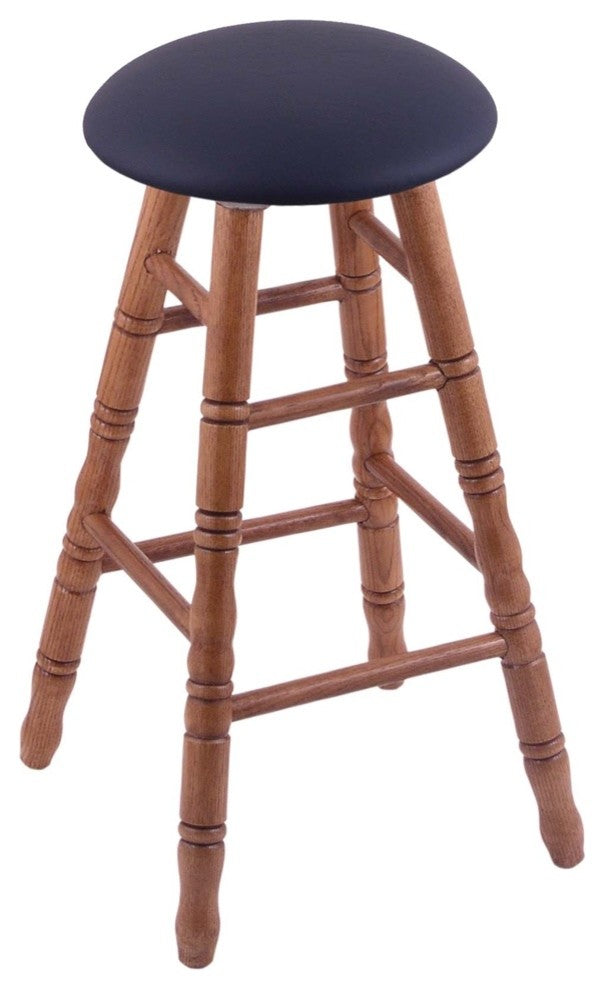 Holland Bar Stool, Oak Round Cushion Bar Stool, Turned Legs