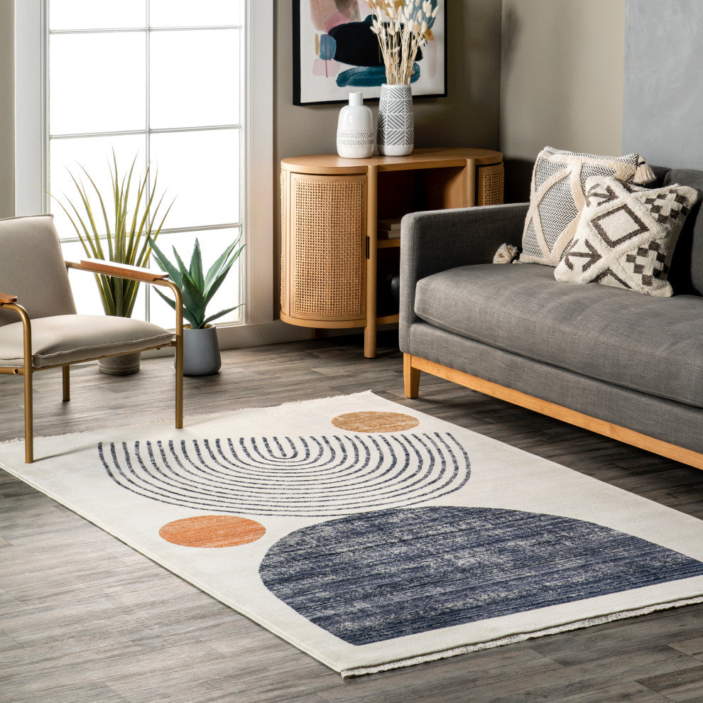 Nuloom Bevin Abstract Sky Fringe Area Rug, Beige 5'x7'10"