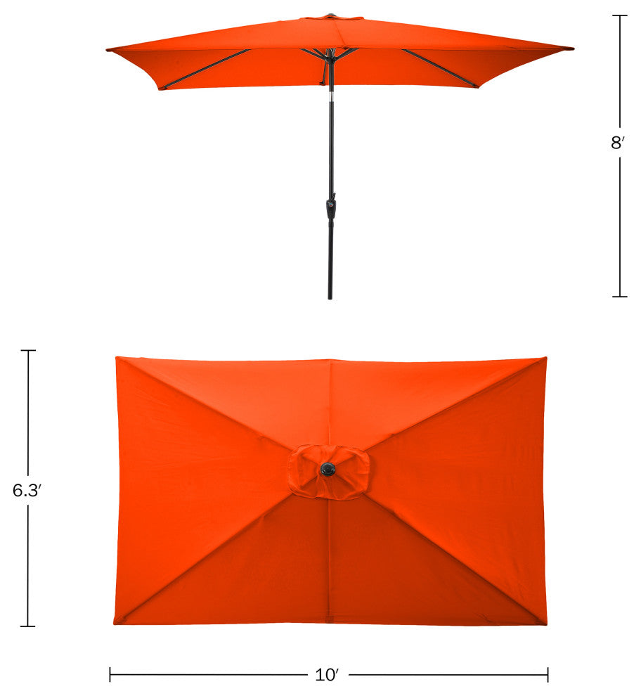 Pure Garden 10' Rectangular Patio Umbrella, Orange
