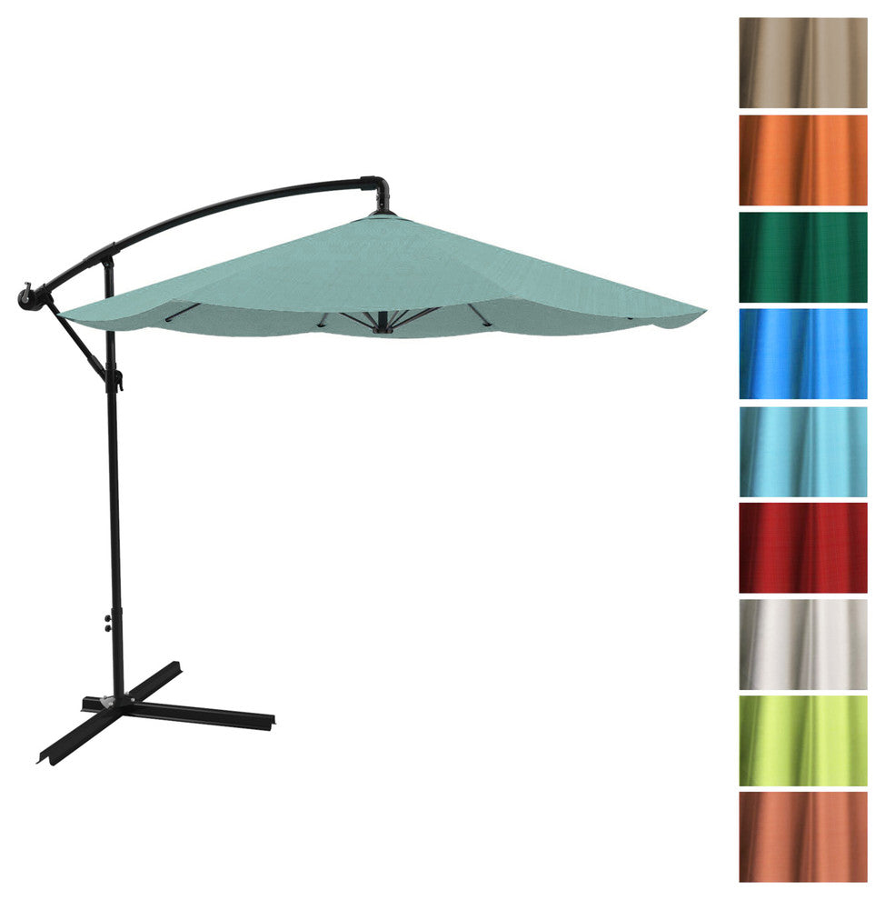 Pure Garden Offset 10' Aluminum Hanging Patio Umbrella, Dusty Green