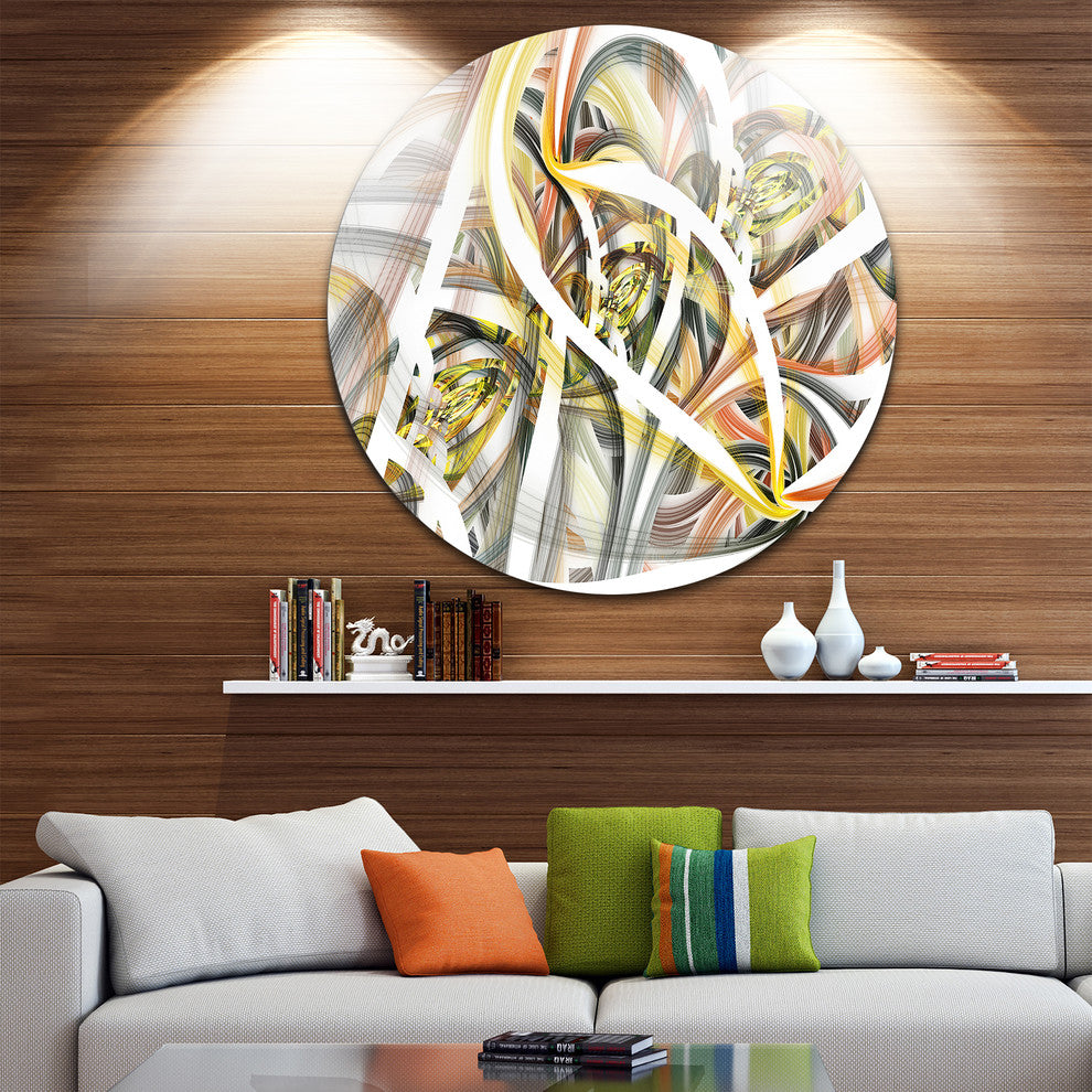 Symmetrical Spiral Fractal Flowers, Digital Art Disc Metal Artwork, 11"