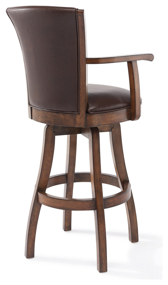 Raleigh Arm Swivel Wood Stool, Chestnut, Kahlua, Counter Height