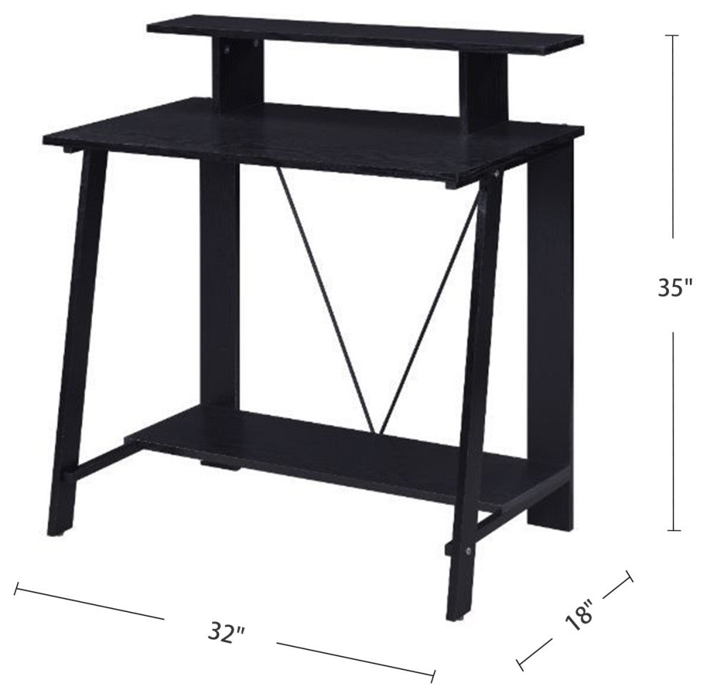 Wooden Writing Desk, Black Finish