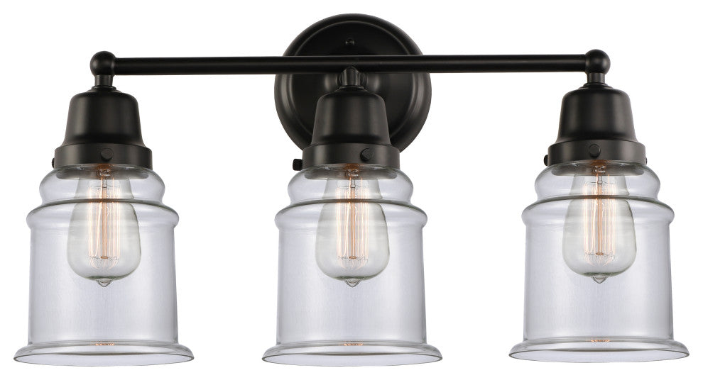 Innovations 623-3W-BK-G182 3-Light Bath Vanity Light, Matte Black