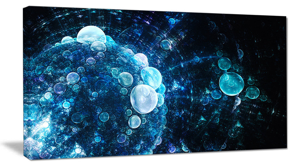 Blue Spherical Water Drops, Floral Canvas Art Print, 32"x16"