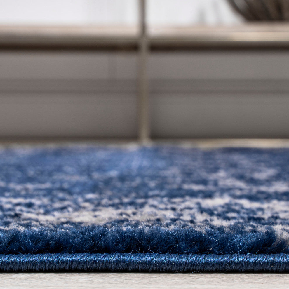 Soleiman Modern Persian Area Rug, Navy, 2'x10'