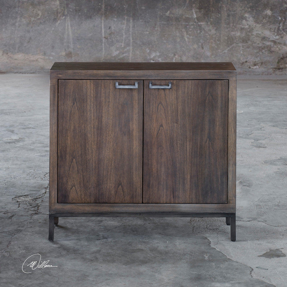 Contemporary Slim Wood Console Cabinet Simple Classic Silver Walnut Elegant