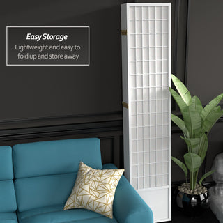7' Tall Window Pane Shoji Screen, White, 8 Panels