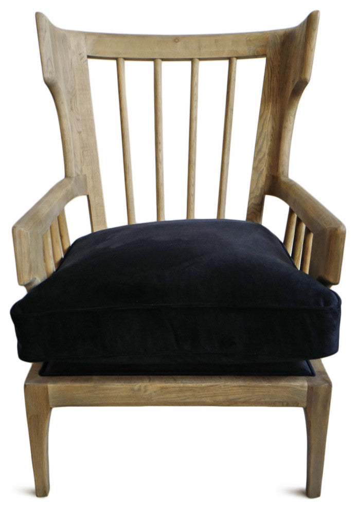 Wingback Navy Velvet Arm Chair