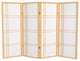 4' Tall Double Cross Shoji Screen, Natural, 4 Panels