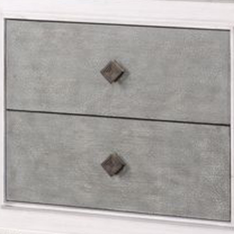 Benzara BM262113 Nightstand With 2 Drawers and Diamond Handle, Gray