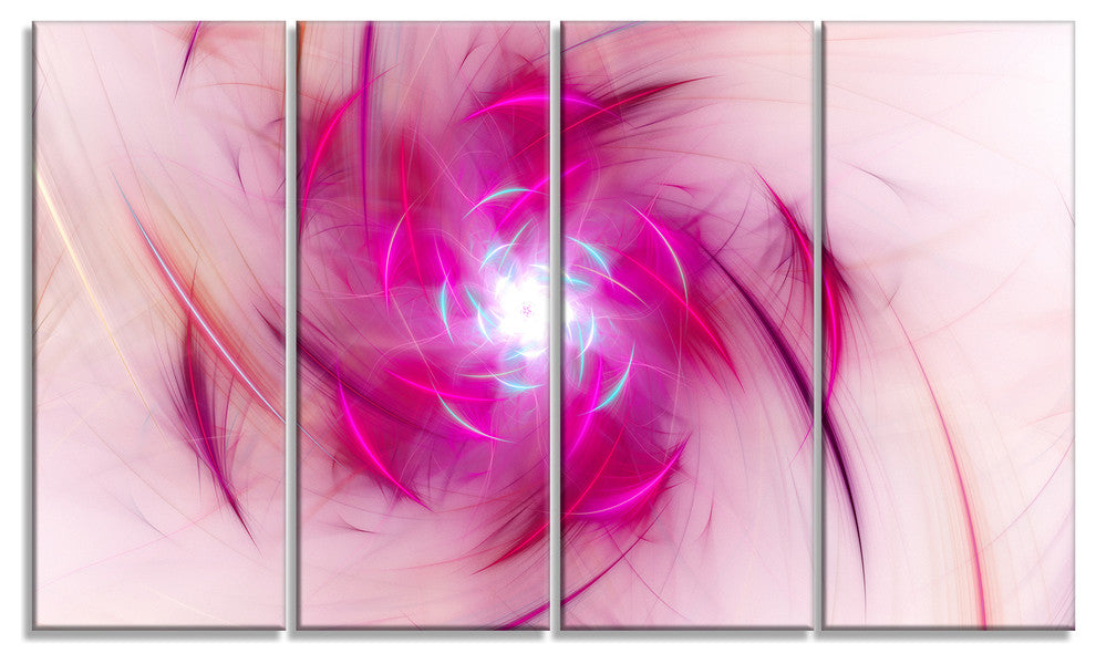 Purple Fractal Nuclear Reaction, Floral Canvas Art Print, 48"x28", 4 Panels