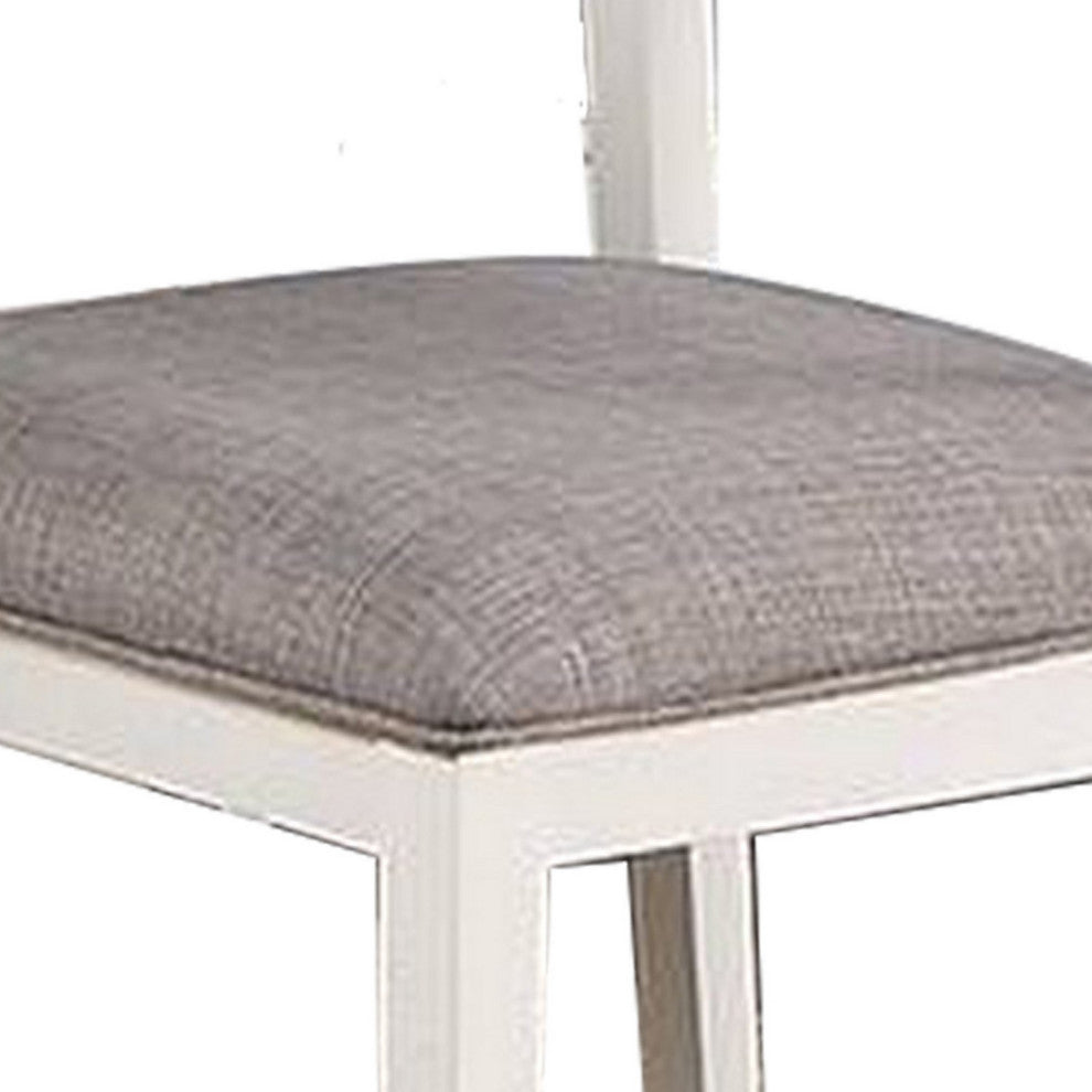 Benzara BM286290 21" 2 Tone Dining Chair, Ladder Back, Set of 2, White
