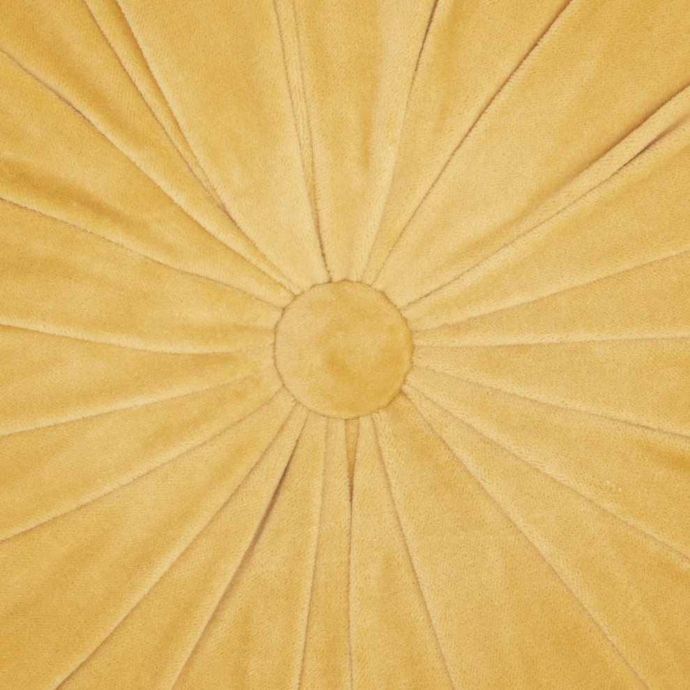 Mustard Tufted Round Throw Pillow
