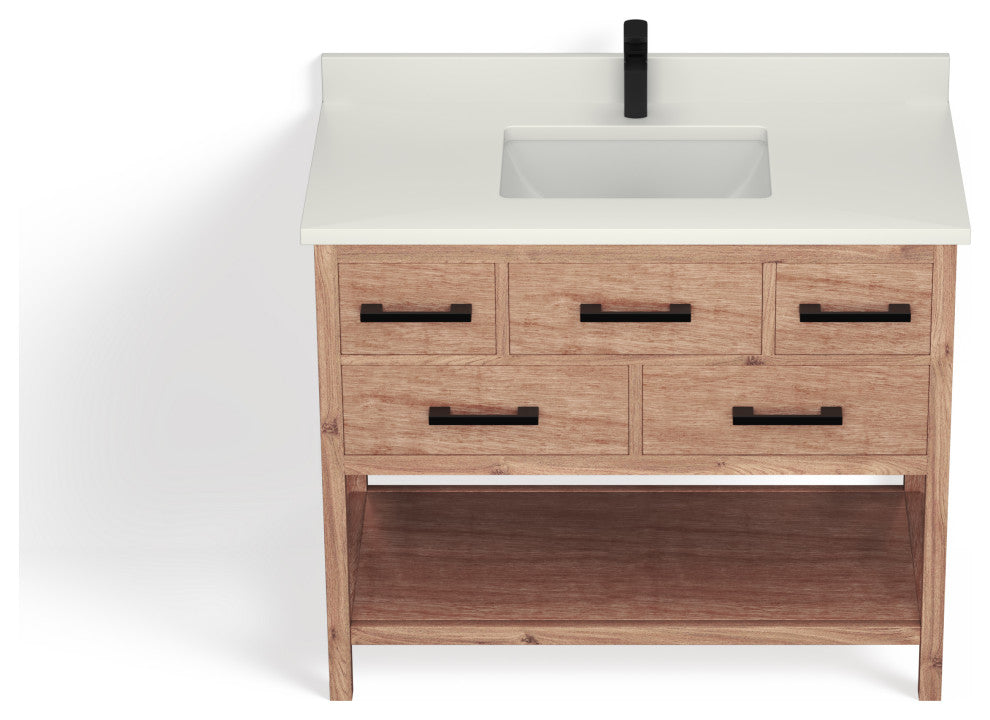 Adal Bath Vanity, Weathered Brown, 42", Single Sink, Freestanding