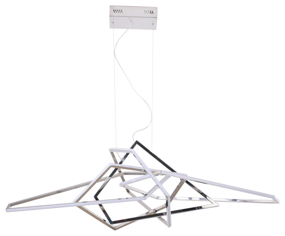 Chrome Geometric Stainless Steel Frame LED Light Fixture
