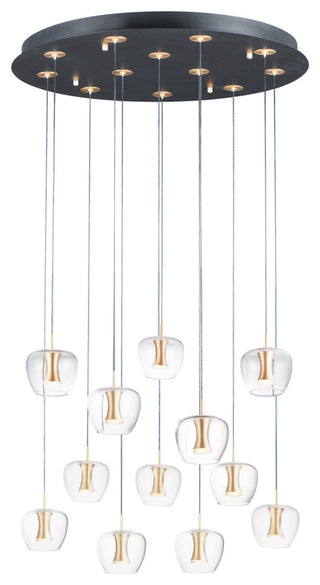 ET2 E24167-18 Newton 12 Light 28"W LED Multi Light Pendant - Black / Gold