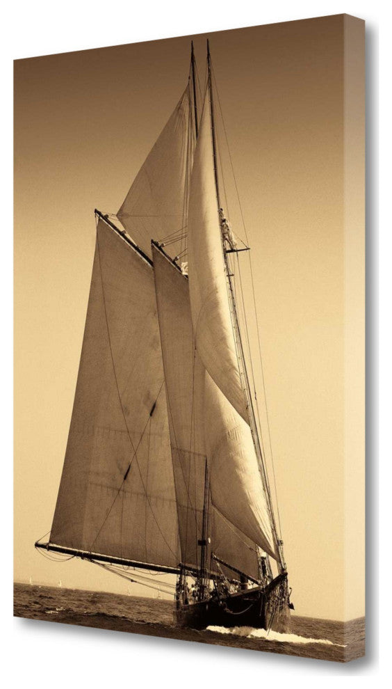 22" Sailing the Seas Sepia Tone Giclee Wrap Canvas Wall Art