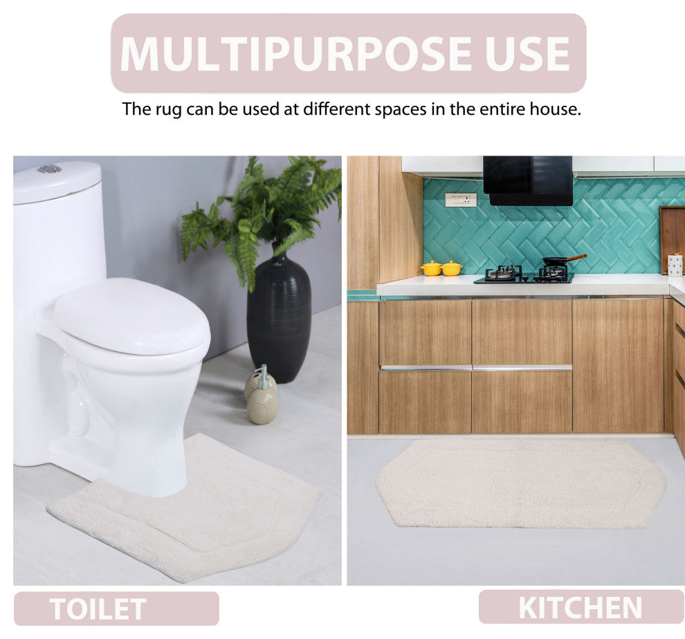 Waterford Absorbent Cotton and Machine washable Bath Rug 22" Round, Ivory