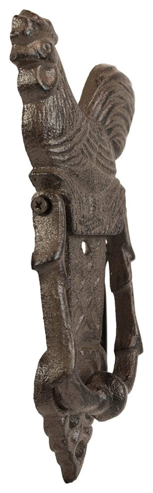 Tall Cast Iron Metal Rustic Farmhouse Rooster Chicken Door Knocker Statue