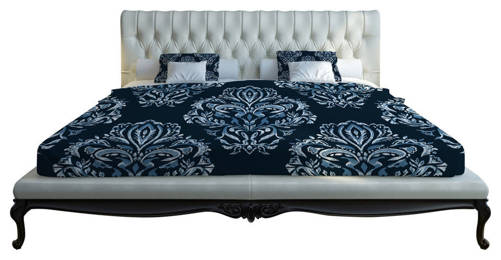 Vintage Victorian, Navy Lightweight King Duvet Cover