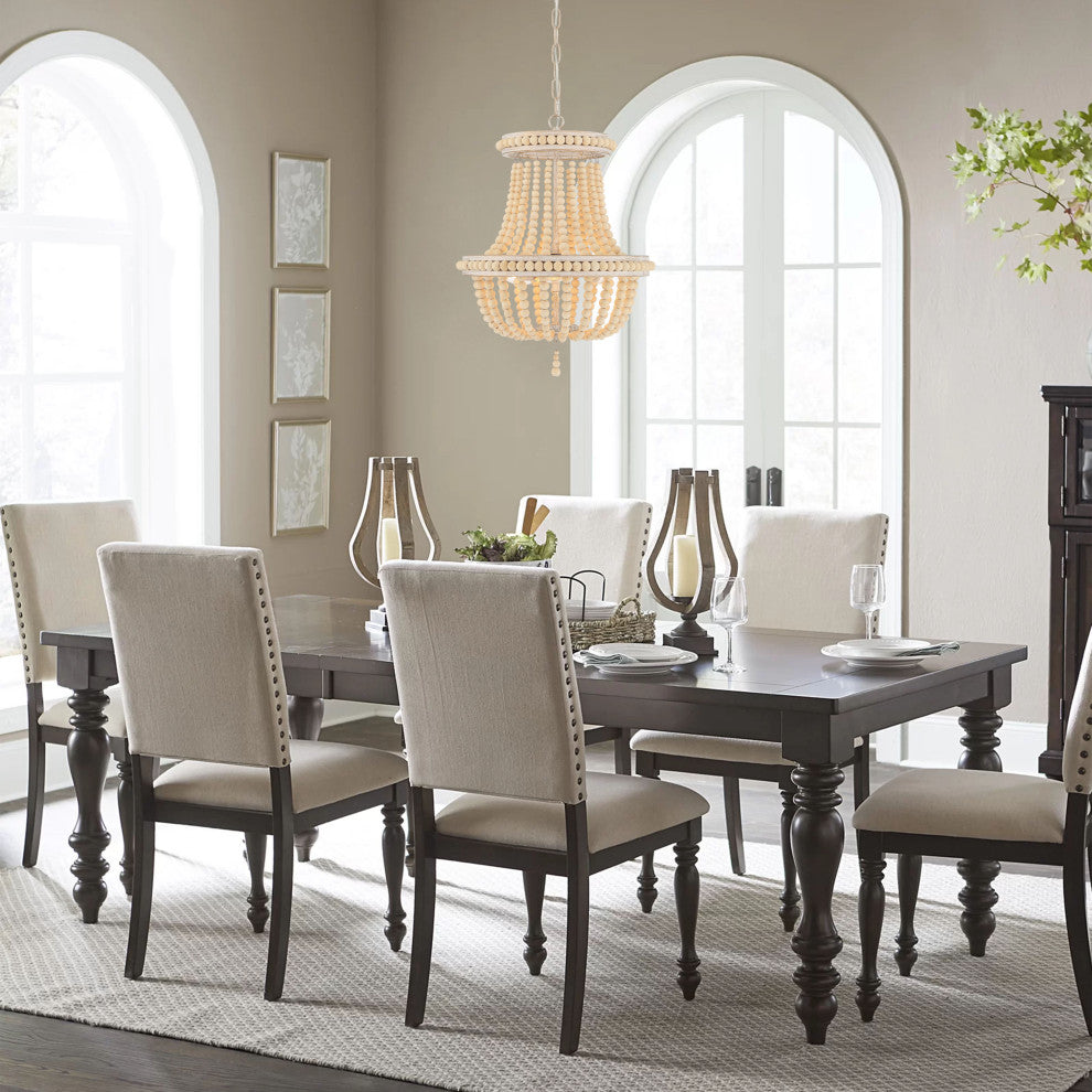 3-Light Lantern Empire Chandelier With Beaded Accents