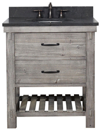 Rustic Fir Single Sink Vanity, Gray, Driftwood With Limestone Top, 30"