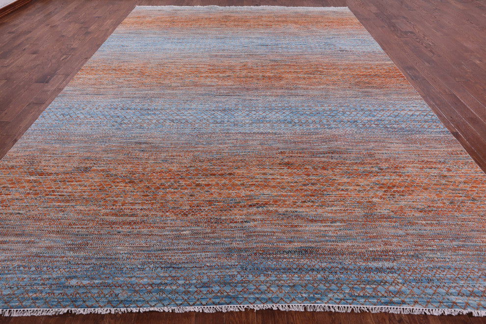10' 1" X 14' 0" Savannah Grass Hand-Knotted Wool Rug - Q13189
