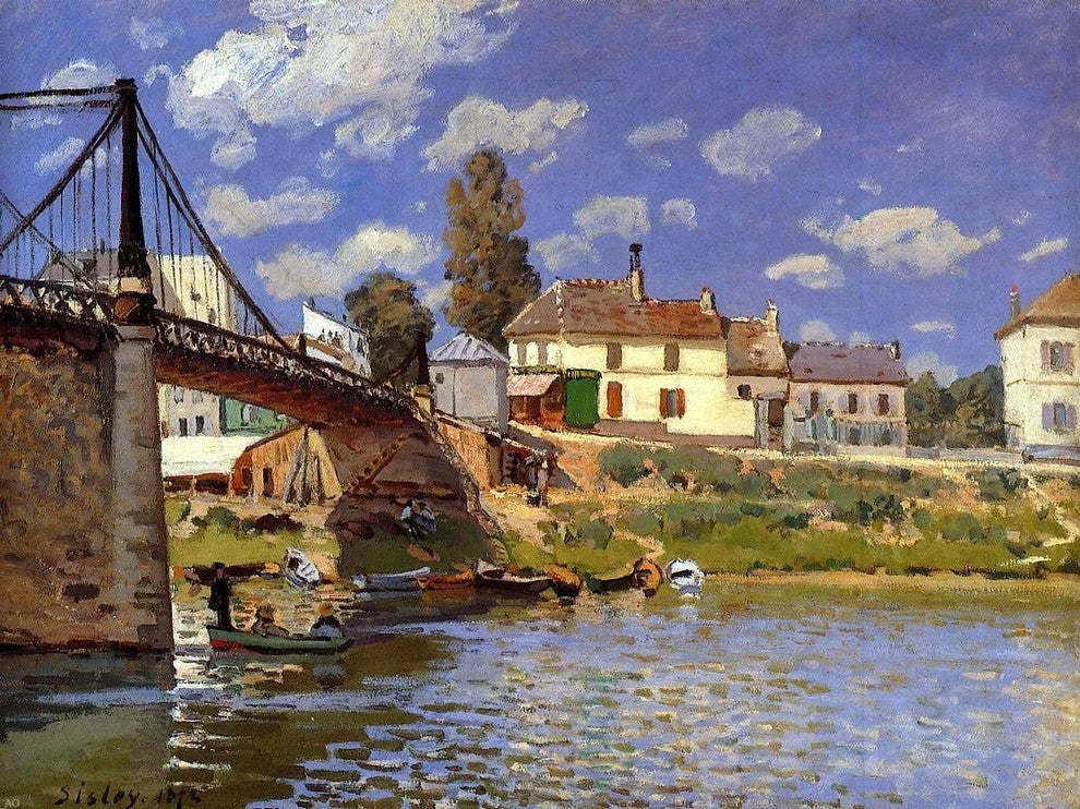 Alfred Sisley A Bridge at Villeneuve-la-Garenne Gallery Wrapped Canvas Print