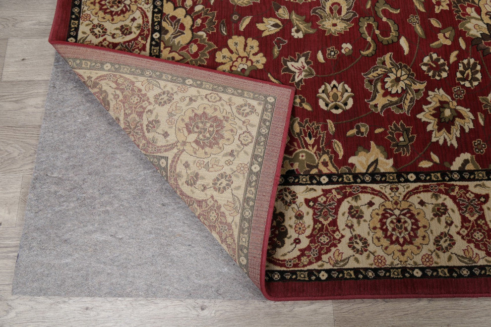 Oushak Oriental Traditional Turkish Carpet Bordered Area Rug, Red, 10'11"x7'10