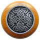 Celtic Isles Wood Knob, Antique Brass, Maple Wood Finish, Antique Pewter