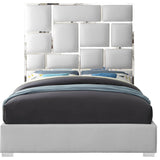 Milan Faux Leather Bed, White, Queen