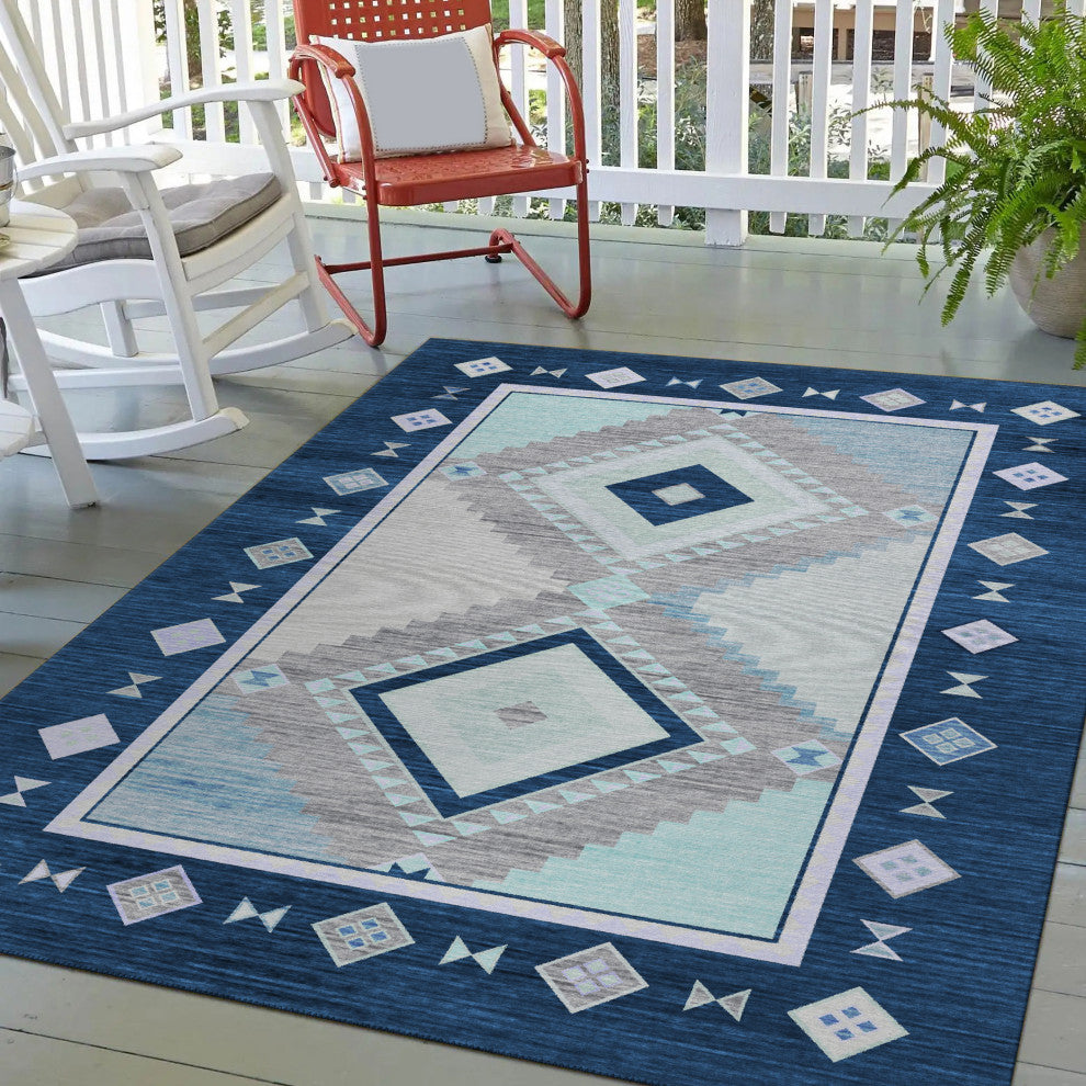 Indoor/Outdoor Phoenix PH2 Denim Machine Washable 8' x 10' Rug