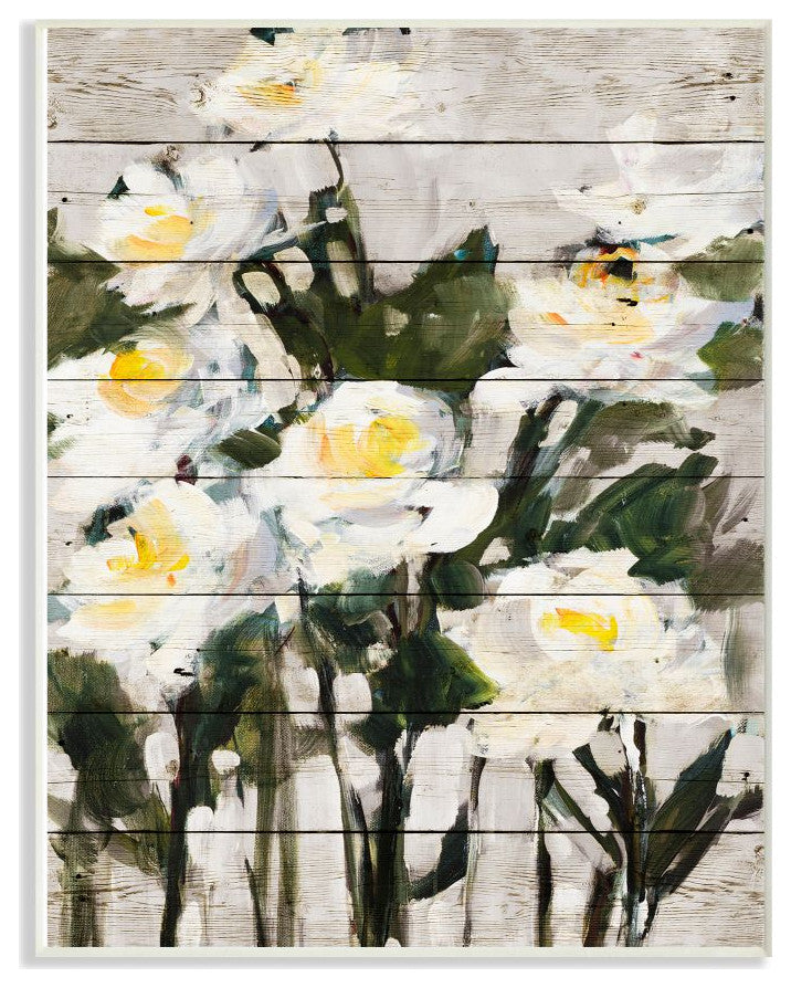 Abstract Wood Panel Flower Painting, 10"x15"