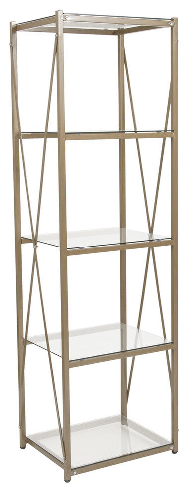 Mar Vista Collection Glass Storage Shelf with Matte Gold Frame