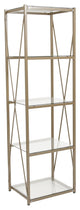 Mar Vista Collection Glass Storage Shelf with Matte Gold Frame