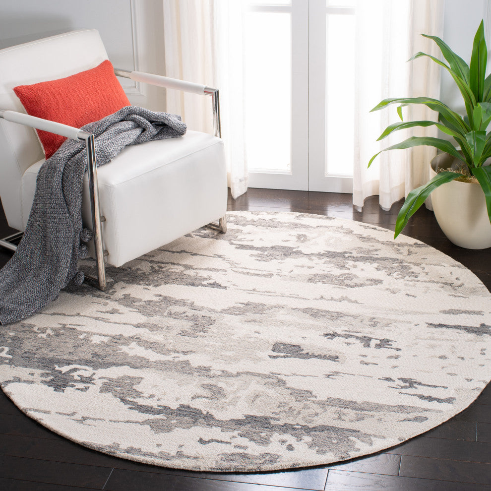Safavieh Couture Abstract Collection, ABT465 Rug, Charcoal/Ivory, 6' Round
