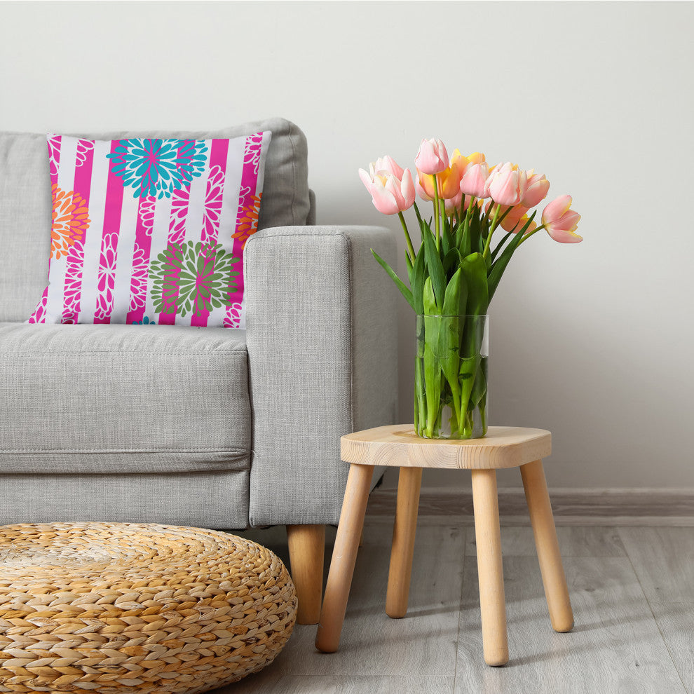 Flower Bursts Decorative Throw Pillow, Orange, 26"x26"