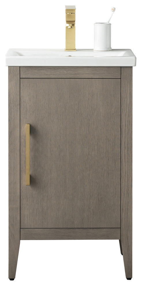Vanity Art Bathroom Vanity With Sink, Driftwood Gray, 20", Single Sink, Golden Brushed