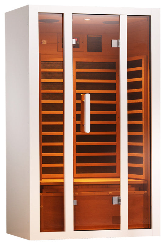 Extendable Indoor FAR Infrared Heating Sauna Bluetooth, White, 2-Person