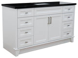 61" Single Sink Vanity, White Finish And Black Galaxy Granite